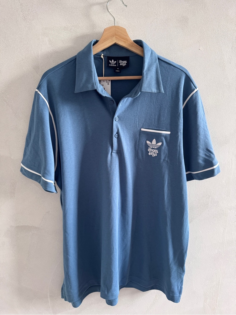 Adidas x Bogey Boys - Blue Polo Shirt with White Piping (NWT)